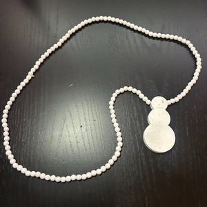 GoodWood NYC White Snowman Necklace Wooden Pendant‎ Wooden Beaded